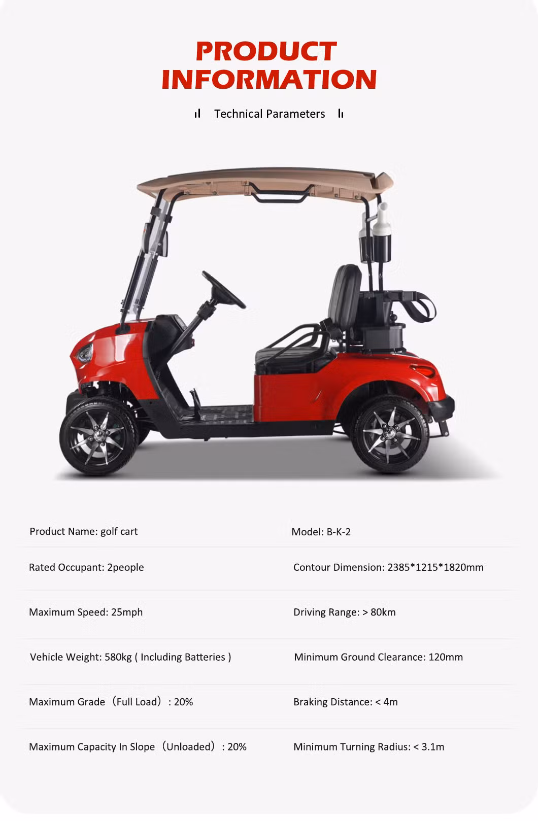 2 Seat Sightseeing Bus Club Cart Electric Golf Buggy Cart