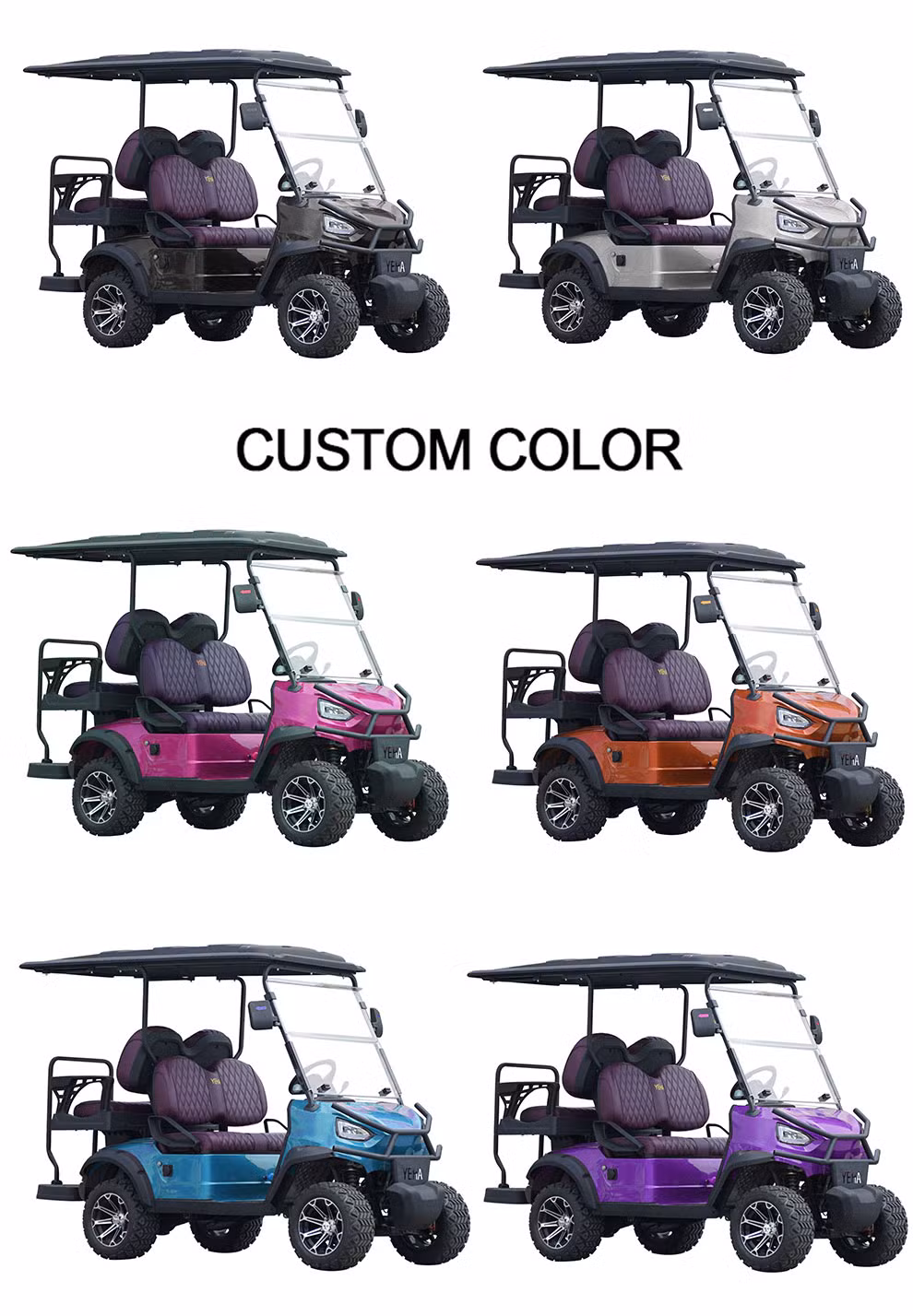 New Golf Cart 4-Seater 72V Lithium Battery Golf Cart Lsv Street Legal Lift off-Road Tires