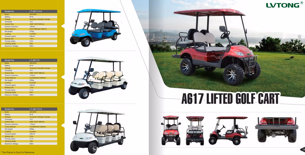 25km/H Forward Speed 5.5m Braking Distance 4 Passengers Vehicle Golf Cart (LT-A617.2+2G)