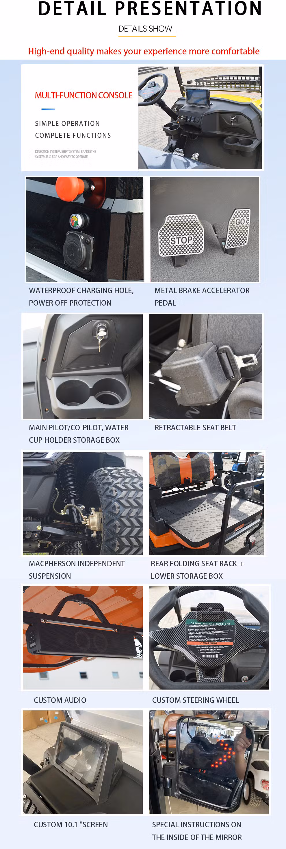 New Design Cheap 6 Seats Gas Golf Cart Enclosed Golf Trolley Gasolined Golf Cart Lift Kit