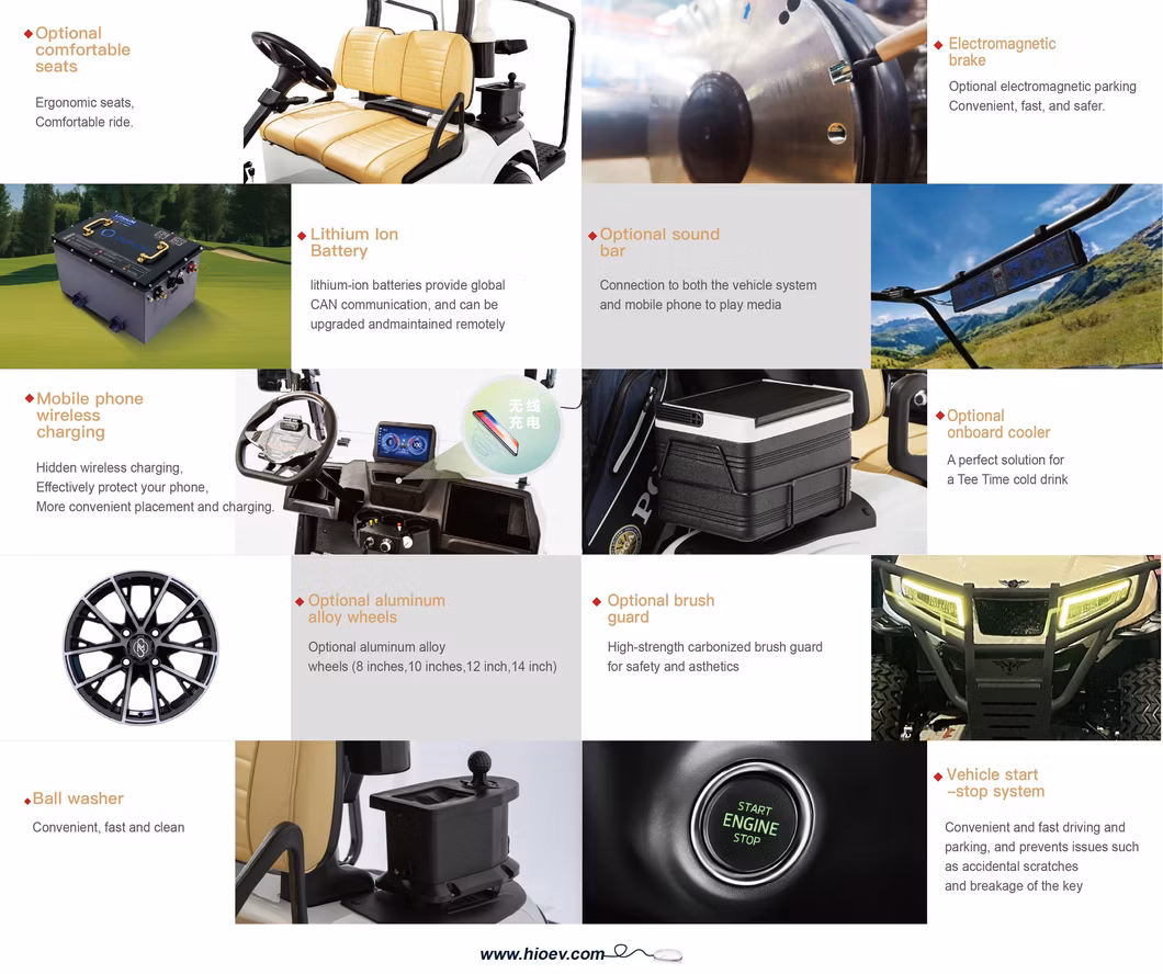 2024 Affordable LCD Screen Lift or Non-Lifted Options High-Quality Golf Carts with LED Lights