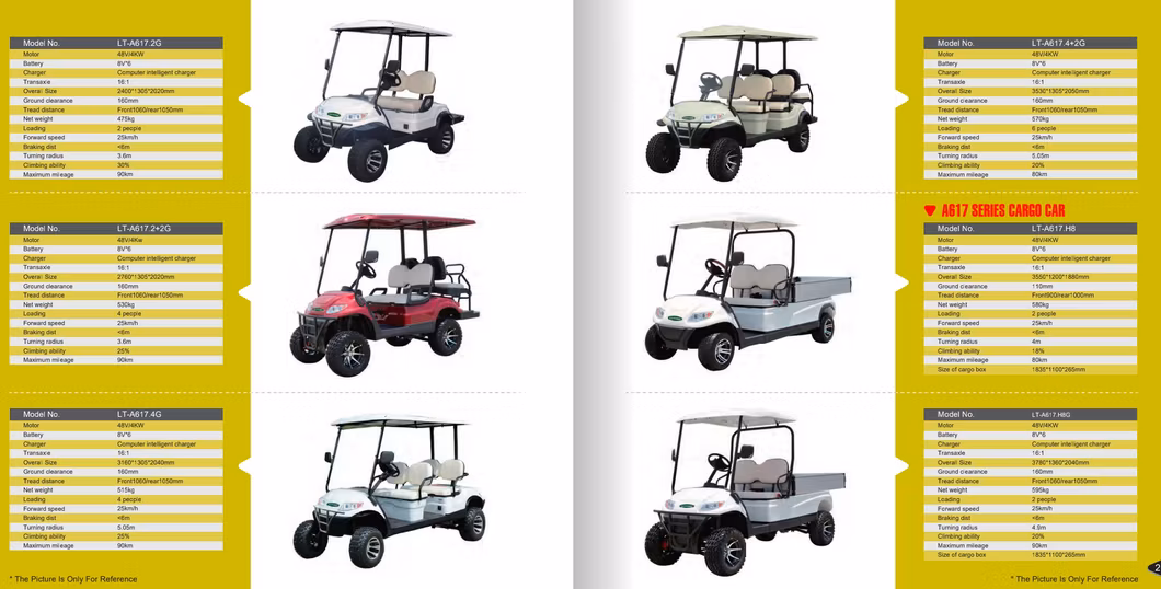 25km/H Forward Speed 5.5m Braking Distance 4 Passengers Vehicle Golf Cart (LT-A617.2+2G)