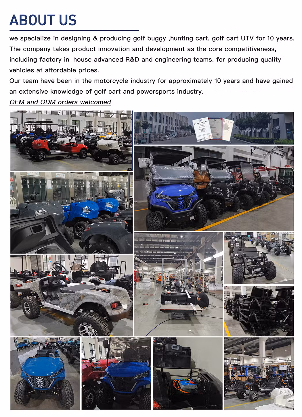 Brand New Design Factory Four Person Golf Cart 4X4 4 Seater 24km/H 48V 5km Electric Golf Cart