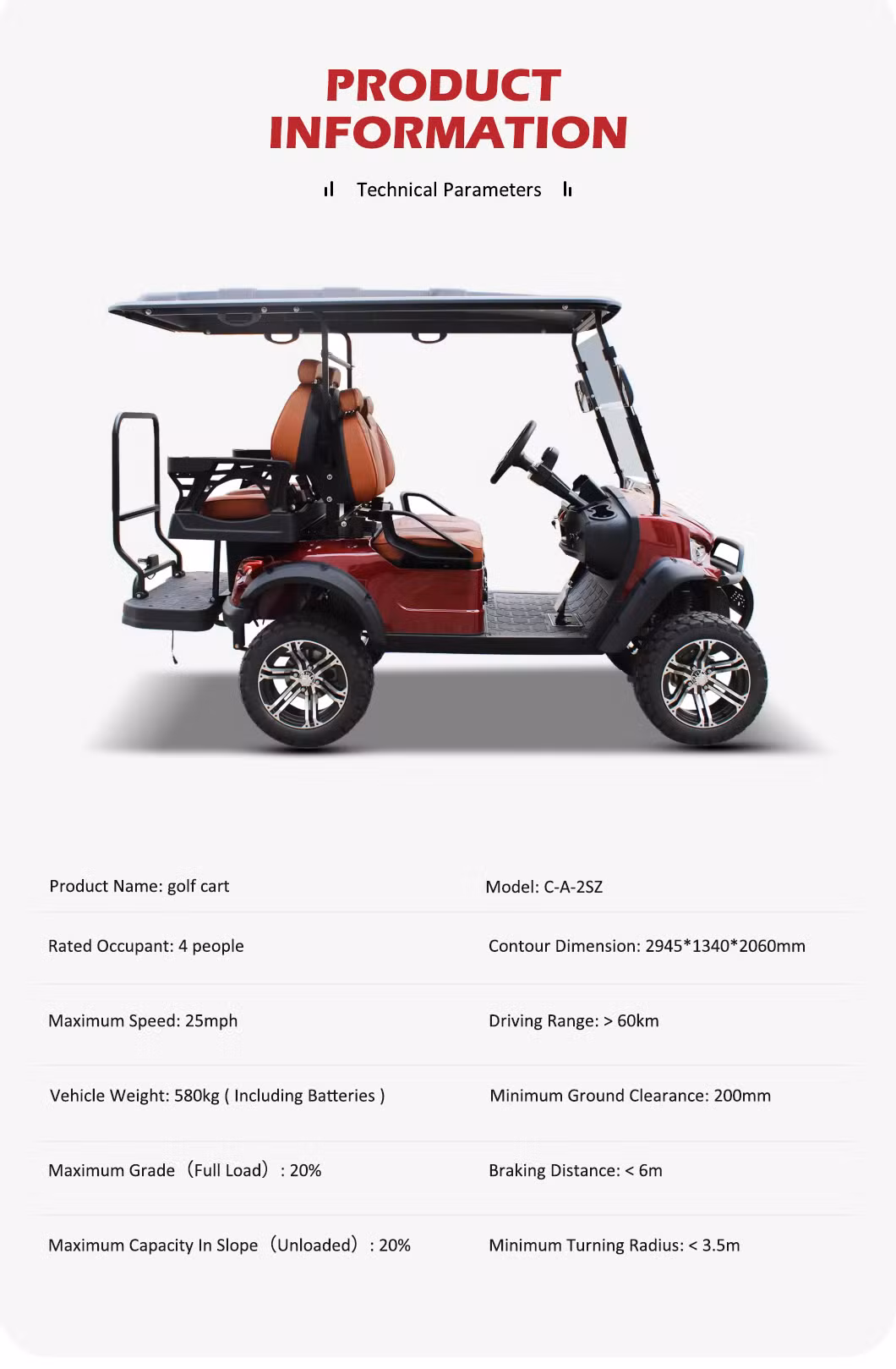 Wholesale Hot Sale Disc Custom Golf Cart 2024 Factory Customized 2+2 Seater Golf Cart
