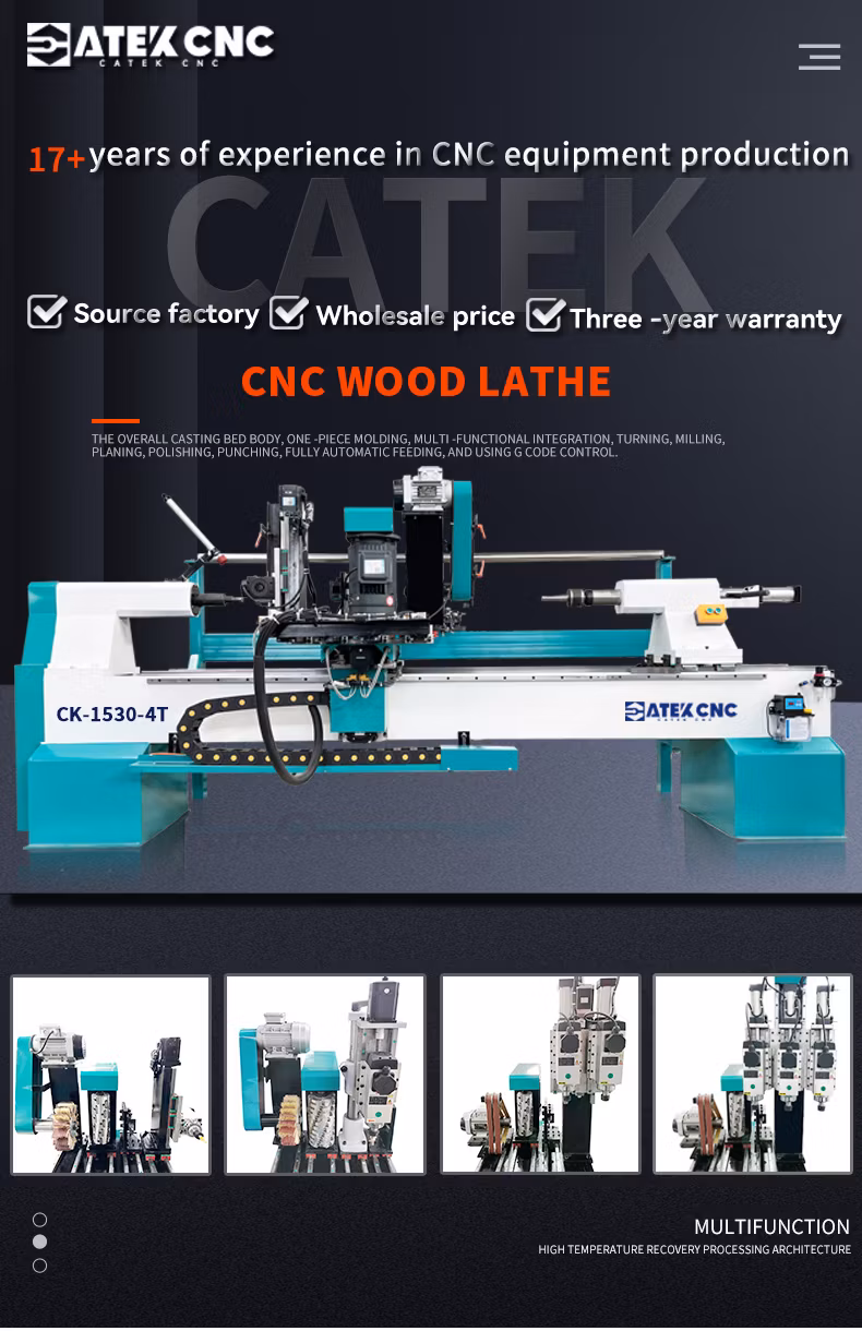 Efficient Working Automatic Feeding Ck-1530-4t Broom Handle Making Cutting Machine CNC Wood Carving Turning Machine Lathe for Wood Factory Price