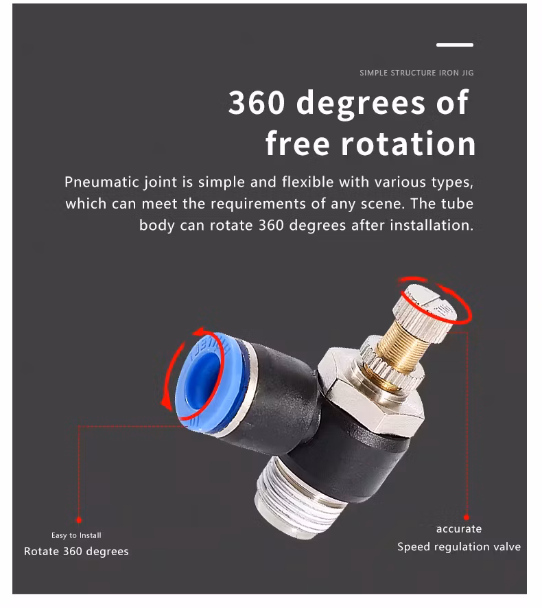 SL Series Pneumatic Throttle Speed Controller Valve 1/8&quot; 1/4&quot; 3/8&quot; 1/2&quot; Male Thread Brass Cylinder Throttle Pressure Regulator Valve Practical Pipe Hardware Fit