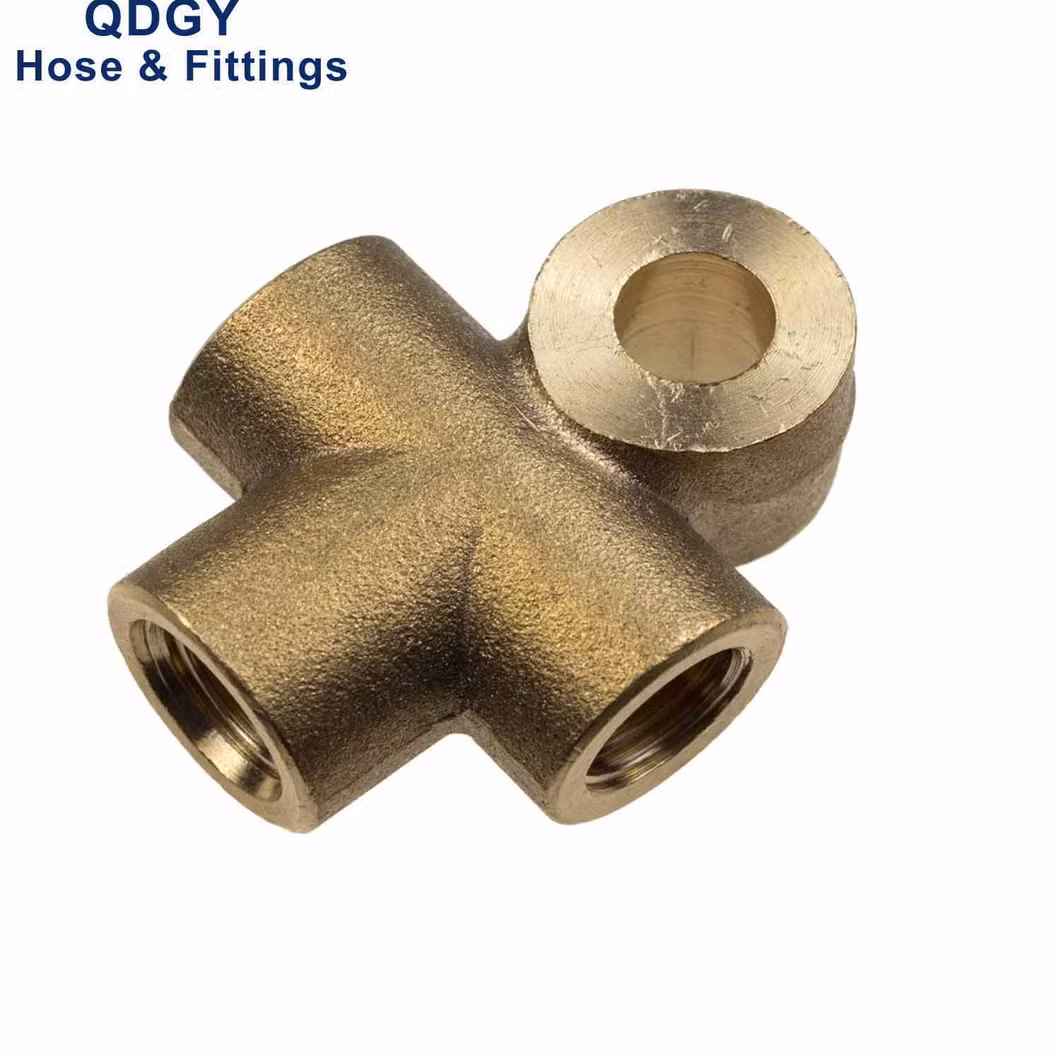 Brass Carbon Steel Brake Hose Line Pipe An3 3an -3 an 3 Way 3/8-24 Female Tee 3/8-24 Concave Seal Seat Brake Hose Fittings