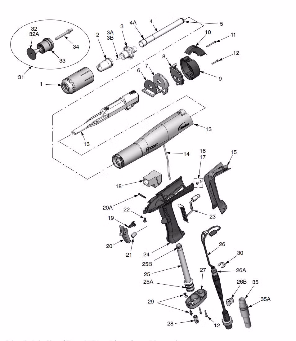 N Tube Powder Bar Mount Auto 1097524/ Seal Tube Powder 1097527 for Encore Powder Coating Gun