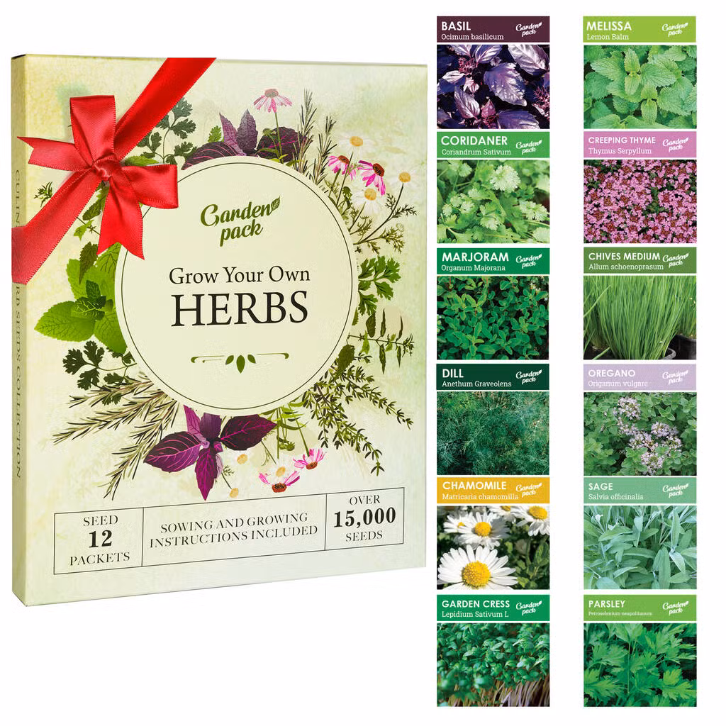 Products 2024 Basil Mint Rosemary Oregano 12 Variety Seeds Pack in a Box Herb Garden Kit