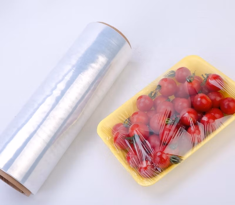 Food Grade Food Wrapping PVC Stretch Cling Film with Color Logo Cutting Box