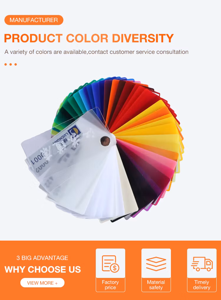 Luchuan Acrylic Plastic Color Sheet 2-20mm 1220*2440mm 4*8FT 2050*3050mm 5*10FT for Laser Cutting Color Acrylic Board