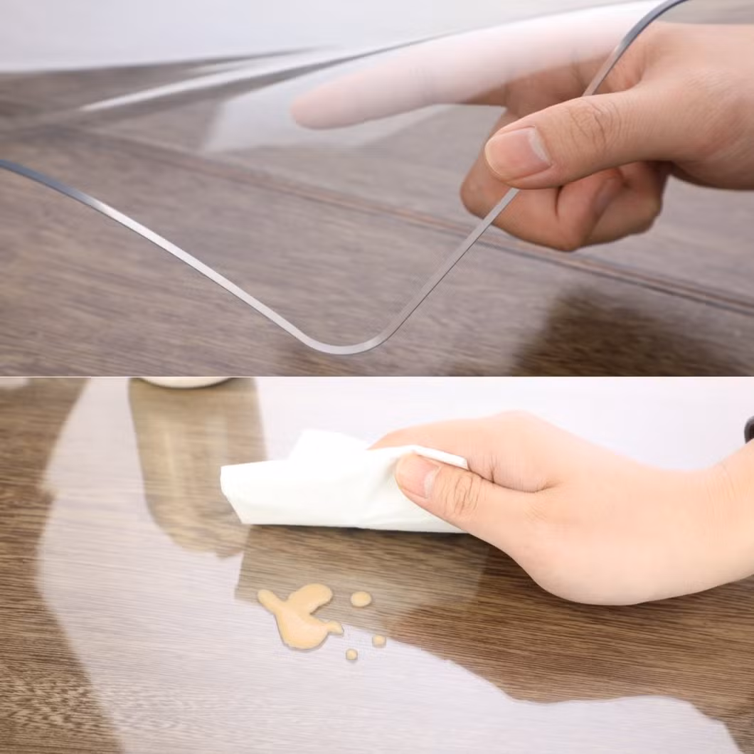 Hot Selling Durable Waterproof Transparent Plastic Film PVC Table Cloths Clear Table Cloth PVC Sheet Tablecloth Protector