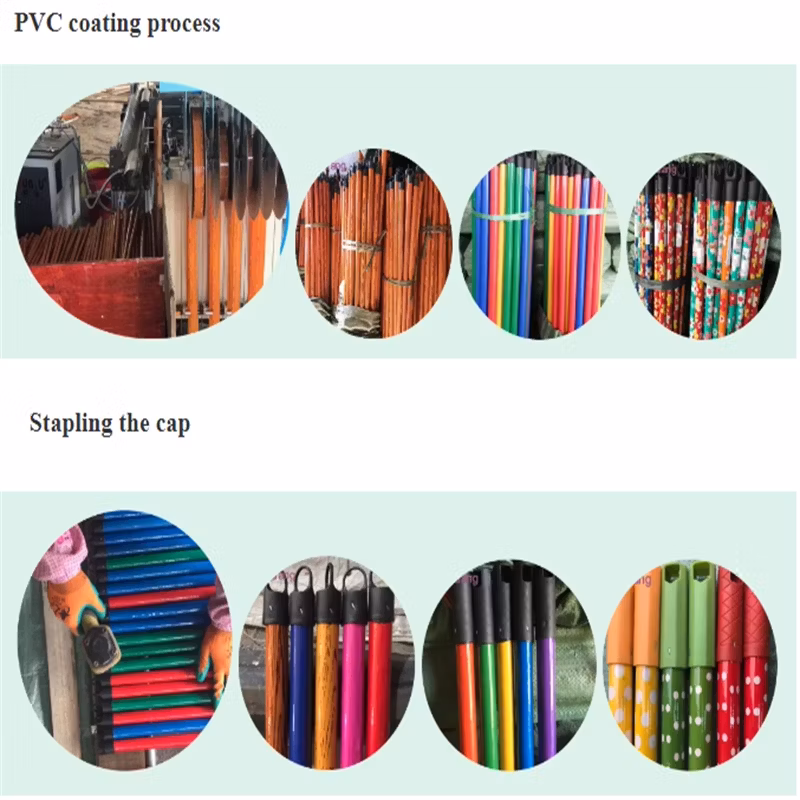 Middle East PVC Coated 120cm Length Wooden Broom Handle Stick Household Use
