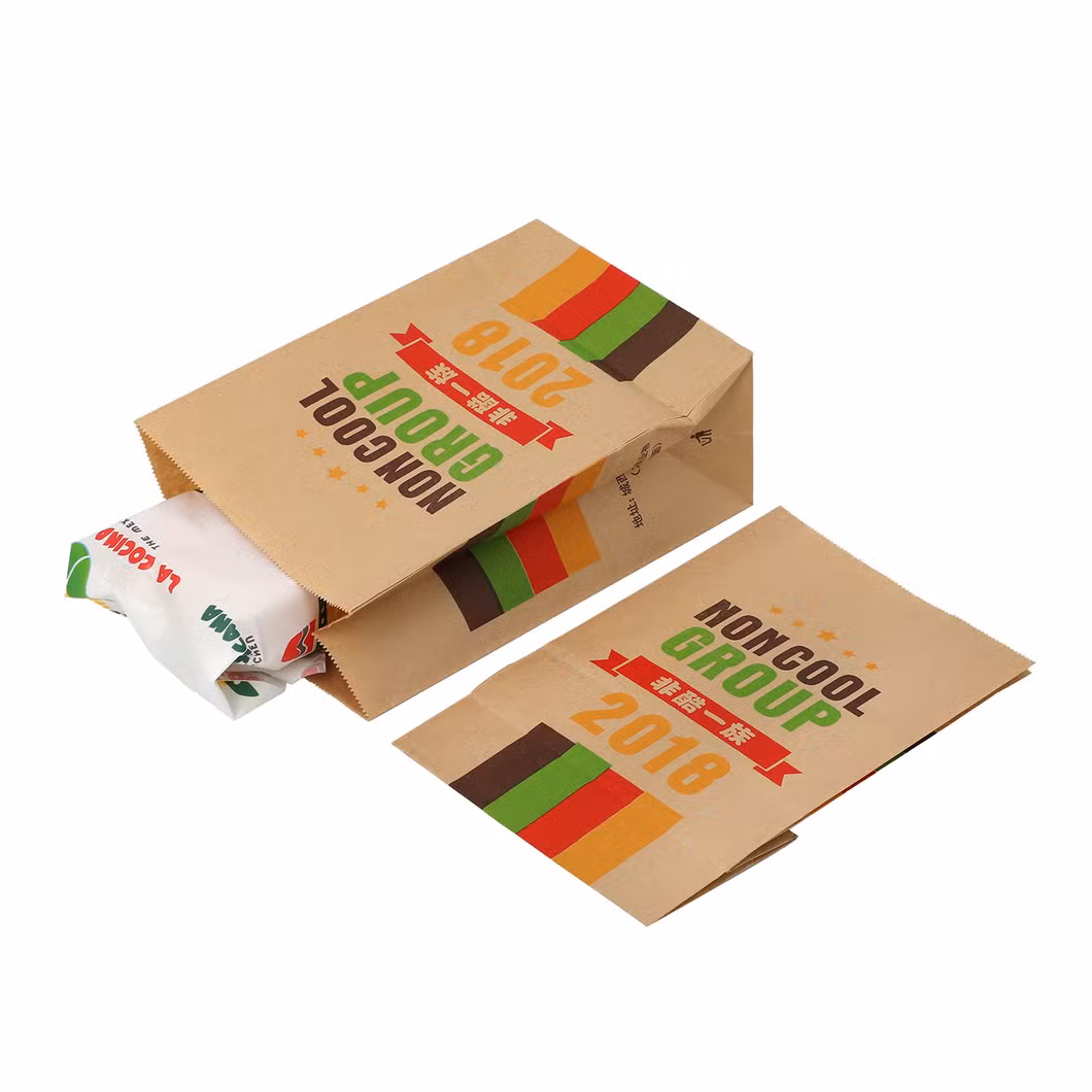 Disposable Personalized Greaseproof Custom Logo Burger Food Packing PE Film Coated Paper Bag