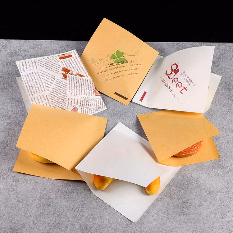 Disposable Personalized Greaseproof Custom Logo Burger Food Packing PE Film Coated Paper Bag
