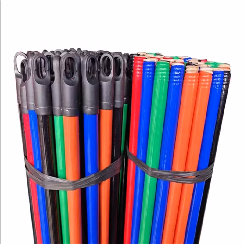 Middle East PVC Coated 120cm Length Wooden Broom Handle Stick Household Use