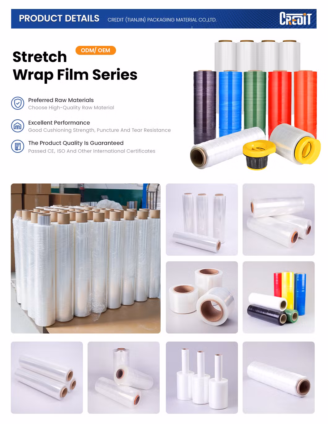 Factory Price Tray Stretch Packaging, Transparent Tray Polyethylene Stretch Film