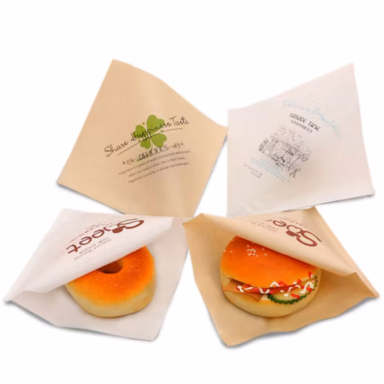 Disposable Personalized Greaseproof Custom Logo Burger Food Packing PE Film Coated Paper Bag