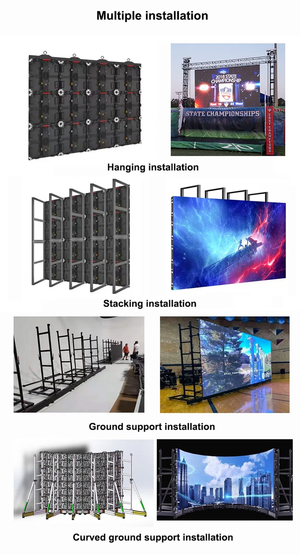 16: 9 P2.976 HD 4K 8K Full Color Digital Signage Rental LED Display Screen