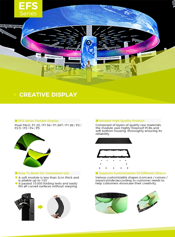 Indoor Creative Soft Modules Flexible Smart Wave Curve LED Video Wall