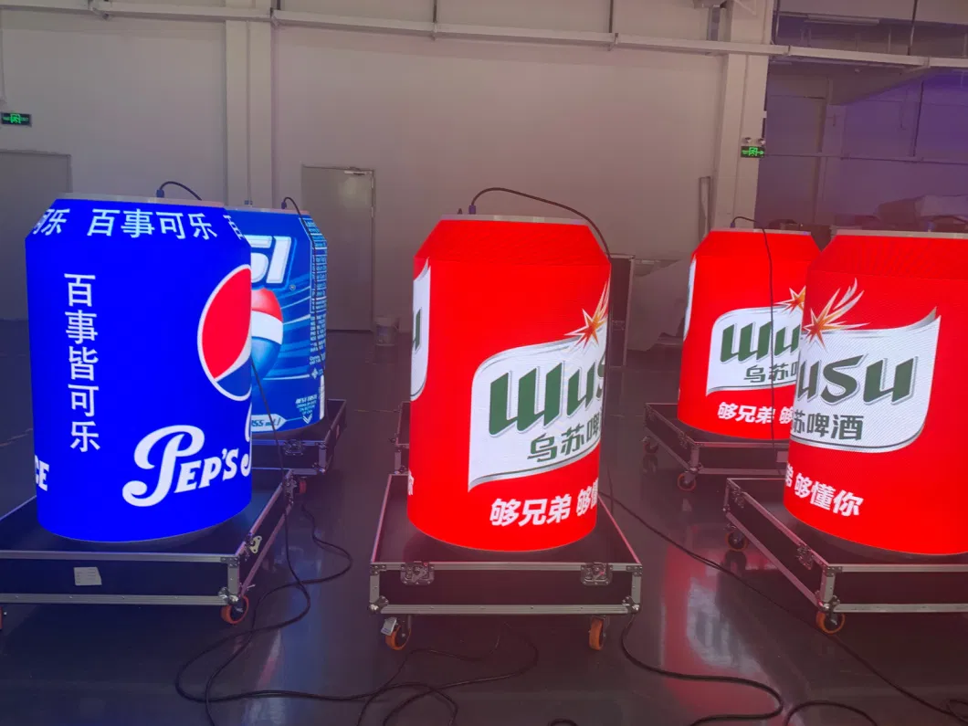 Customized 3D Billboard Indoor P2 Flexible LED Red Bull Can Display