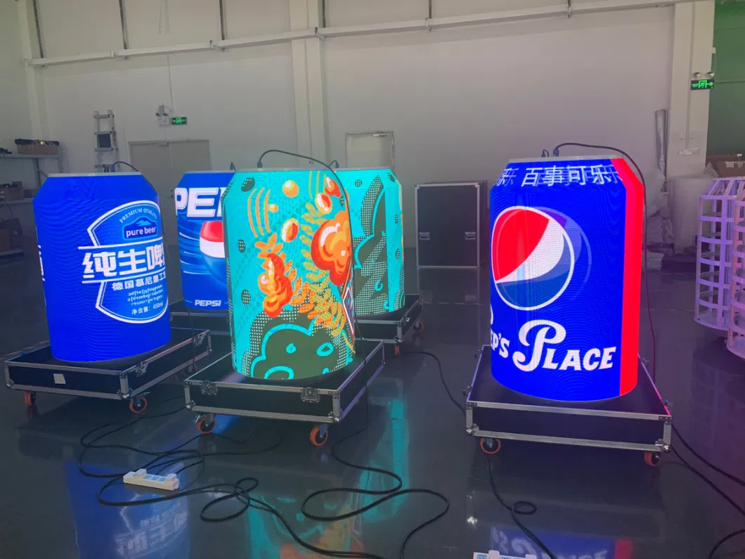 Customized 3D Billboard Indoor P2 Flexible LED Red Bull Can Display