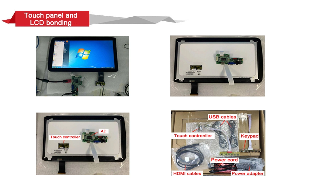 SKD CKD CBU 23.6 Inch 16: 9 IPS TFT LCD LED FHD Display Monitor Bonded on Fast Response Multiple Touch Screen Panel Sensor Touchscreen with Tempered Glass