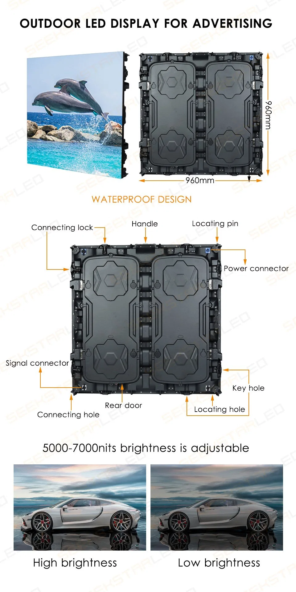 P2.5 SMD2121 RGB Full Color LED Display Module, Outdoor LED Panel, 1/16 Scan 320*160mm, Text, Pictures, Video Show Screen