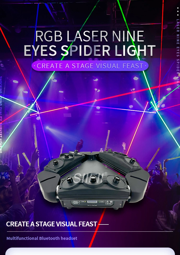 Stage Effect Light Spider Light 9X10W RGBW Moving Head LED Professional Disco Stage DJ Lights Curved Flexible LED Display