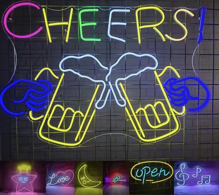 Manufacturer Custom Cafe LED Neon Lights Metal Frame Outdoor Shop Logo Neon Sign LED Neon Wall Lights