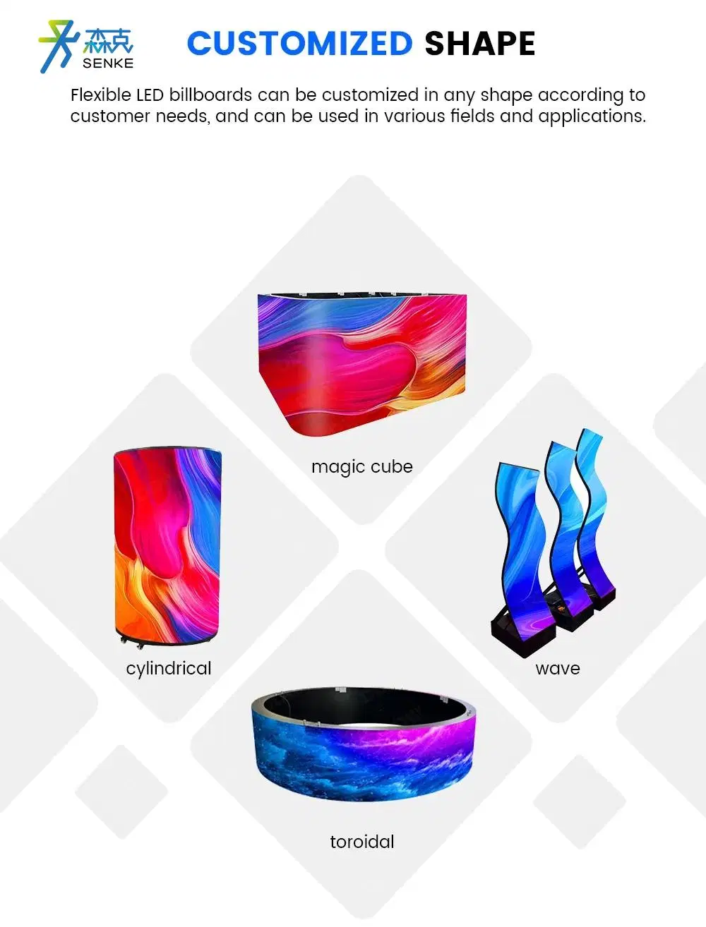 High Quality Vivid Flexible Ali LED Display Full Sexy Video Soft Curved Bendable Indoor Flexible LED Display