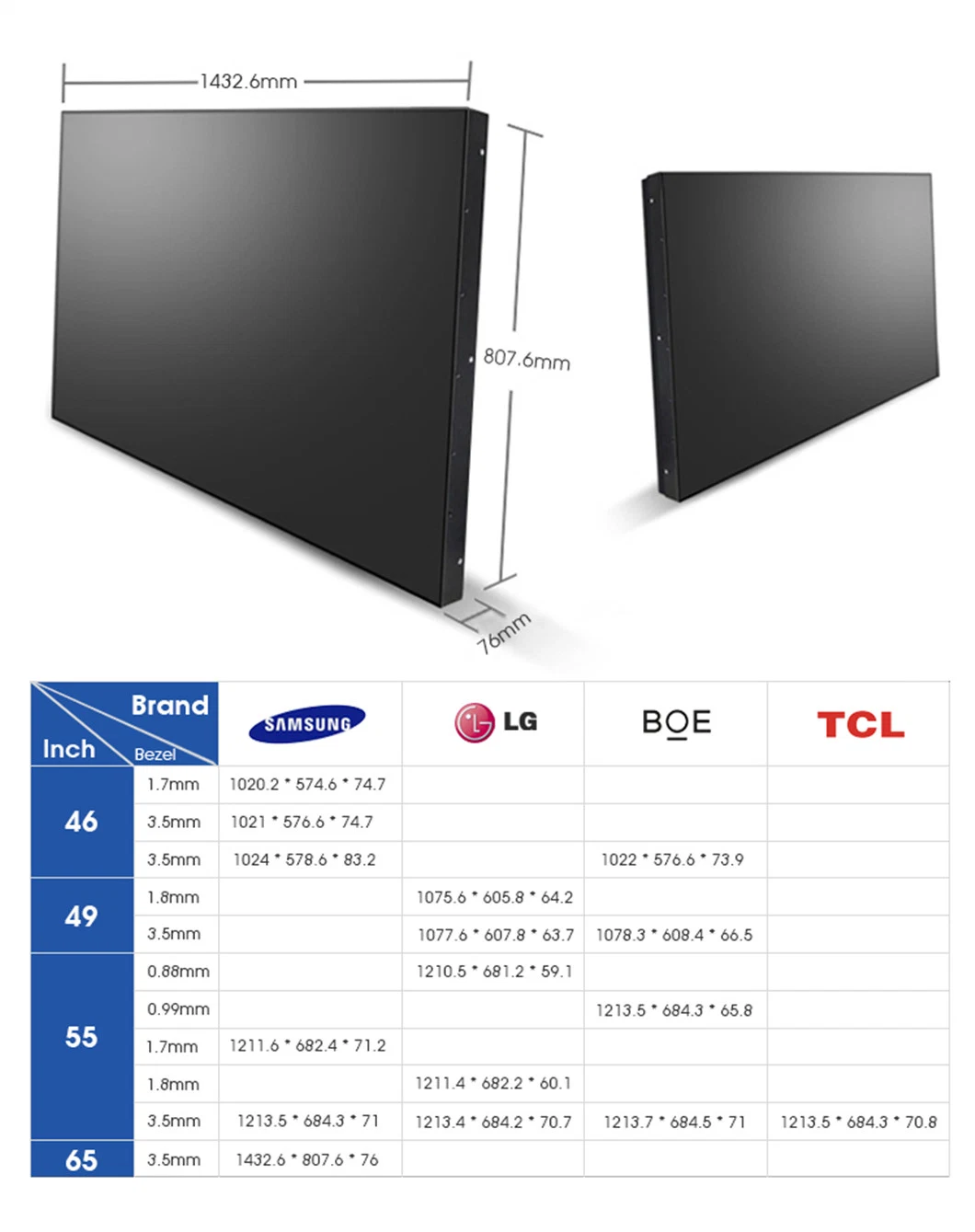 3.5mm Ultra Narrow Bezel LCD Wall/LCD Display Panel 49 Inch Display Video Wall 3X3 Stand RoHS Advertisement Player LCD Advertising TV Screens