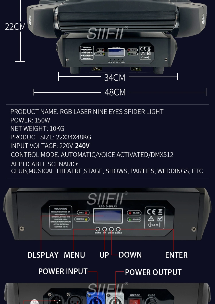 Stage Effect Light Spider Light 9X10W RGBW Moving Head LED Professional Disco Stage DJ Lights Curved Flexible LED Display