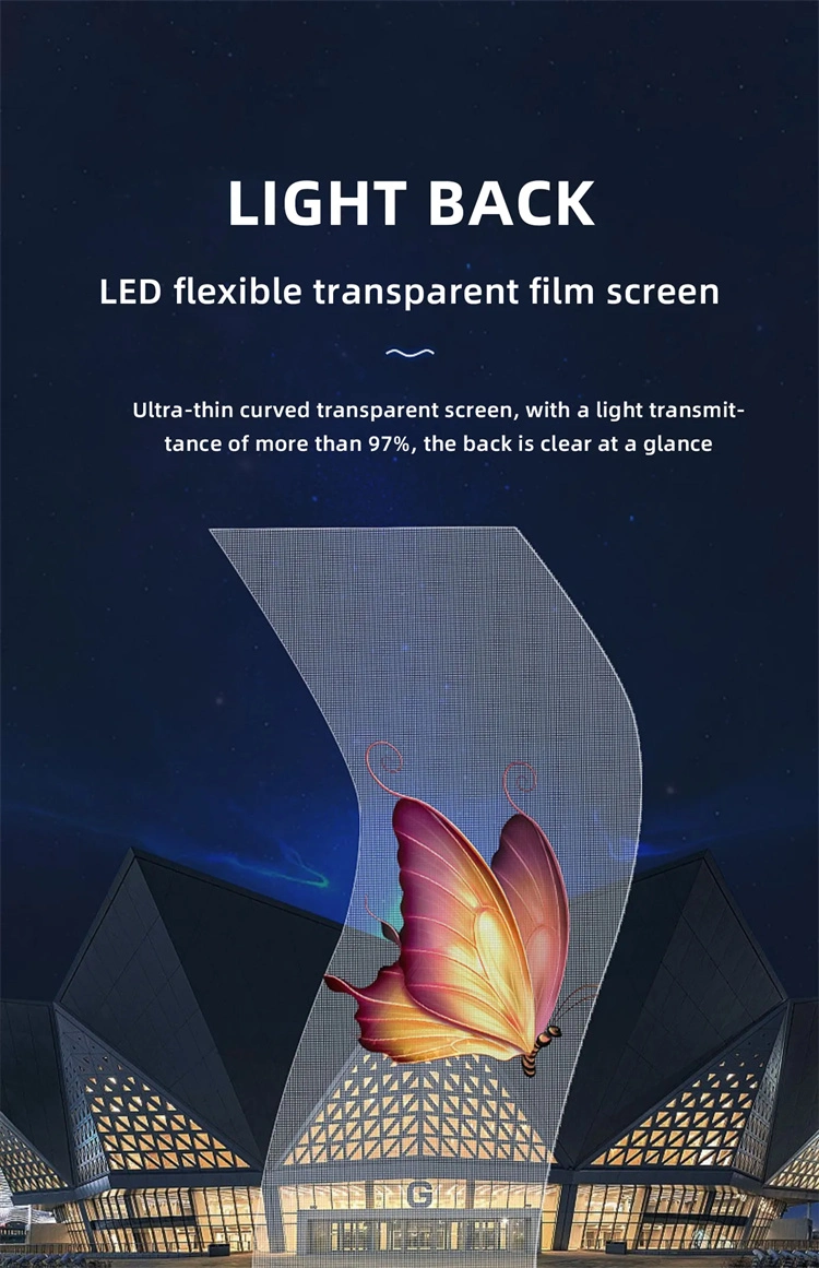 Customized Indoor Flexible LED Crystal Film Screen Full Color Transparent LED Flexible Display