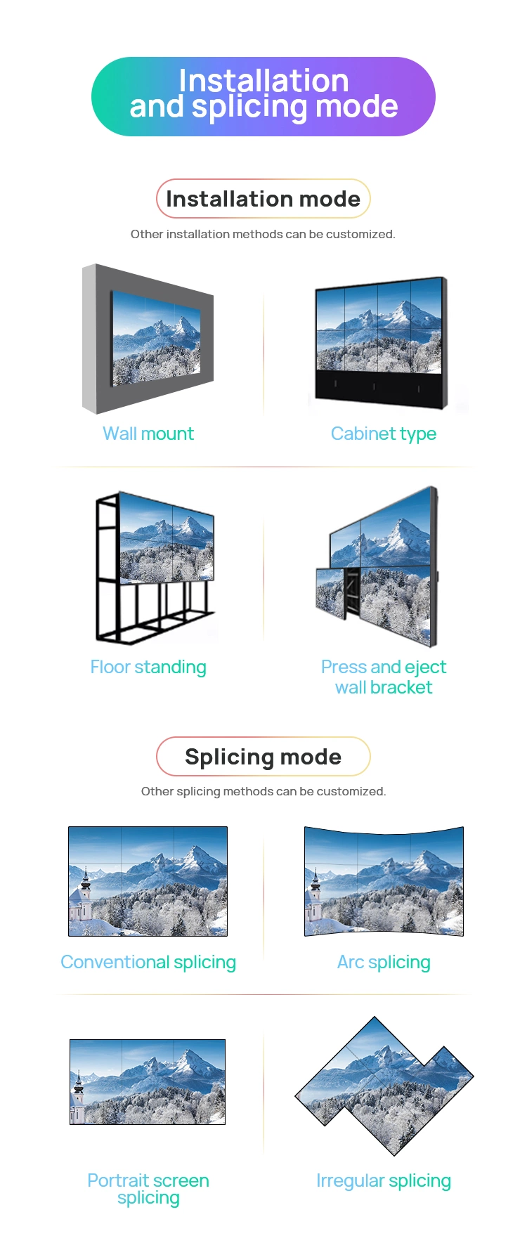 Flexible LCD HD Splicing Screens Outdoor 4K LED Video Wall Indoor for Event