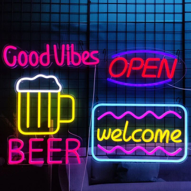 Manufacturer Custom Cafe LED Neon Lights Metal Frame Outdoor Shop Logo Neon Sign LED Neon Wall Lights