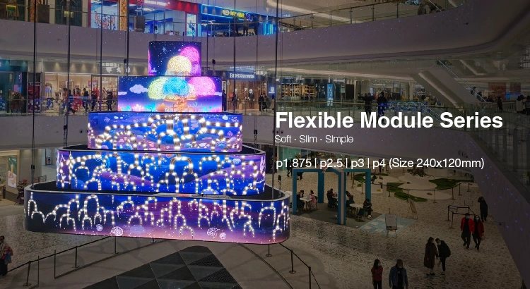 Flexible LED Display Suitable for Different Angle Faced Soft LED display Indoor Shopping Center Advertising Screen