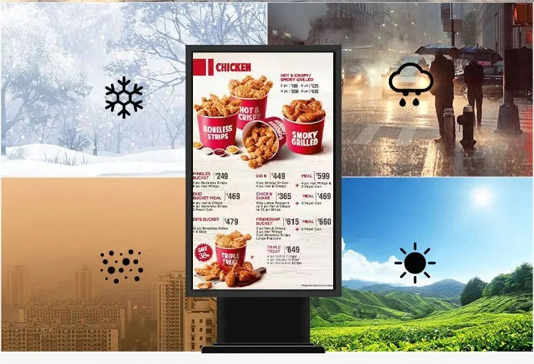 Drive Thru 65 Inch Outdoor LED Message Smart Digital LCD Display Menu Sign Board