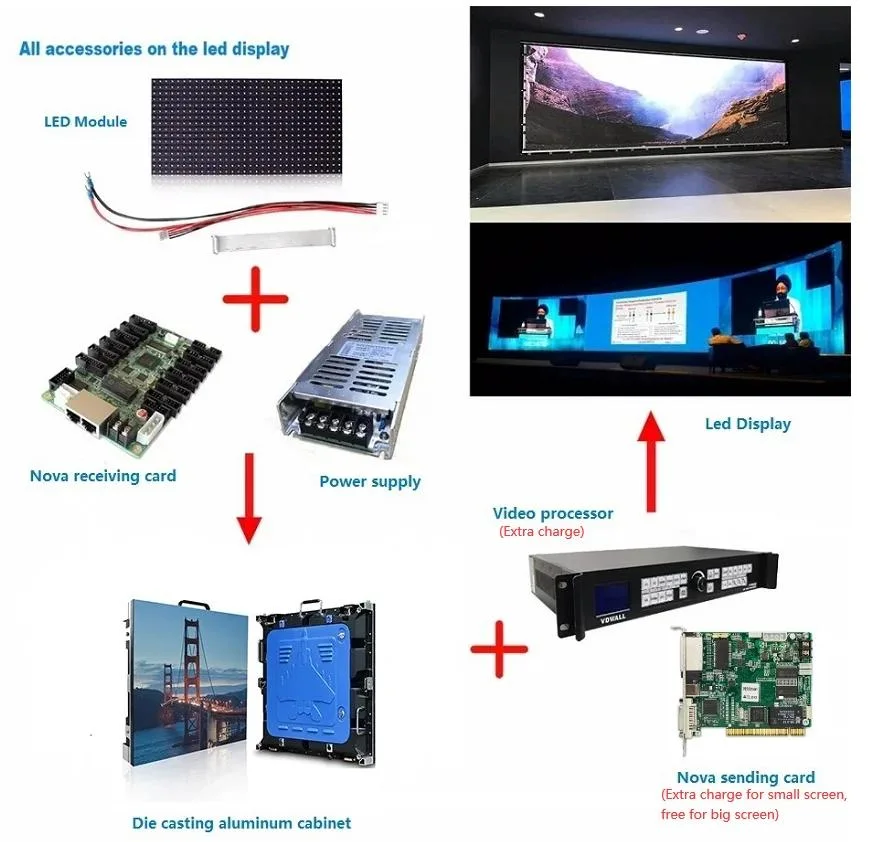 Die-Casting Aluminum P2.604 500X1000mm LED Screen Rental Portable Indoor Pantalla Display