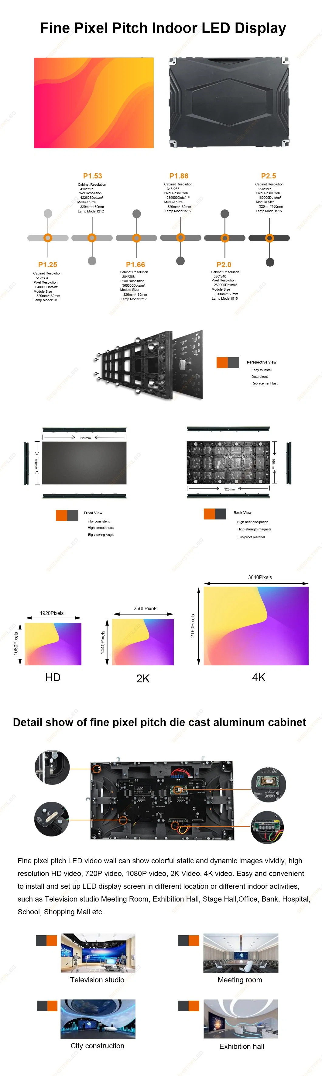 Indoor P1.86 Small Pixel Pitch LED Display for TV Station and Studio Room Usage Indoor HD LED Screen Panel Video Wall Display