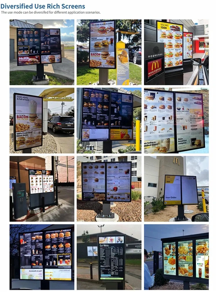 Drive Thru 65 Inch Outdoor LED Message Smart Digital LCD Display Menu Sign Board