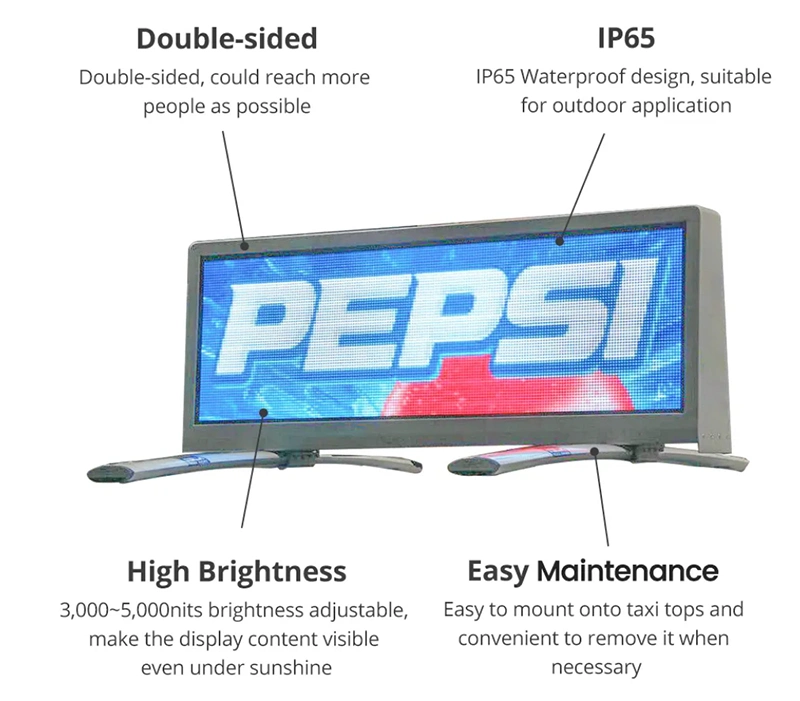 P4 RGB Taxi Top Signs Board Screen Panel Video Wall LED Display