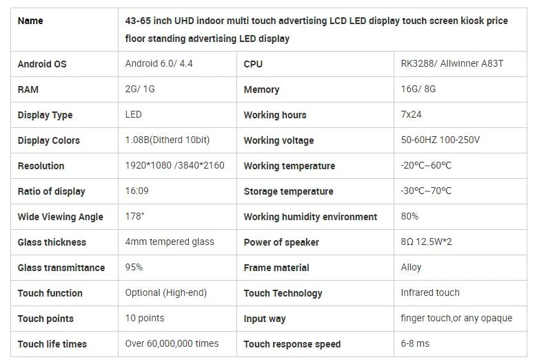 High Definition Vertical Display Screen 43 Inch