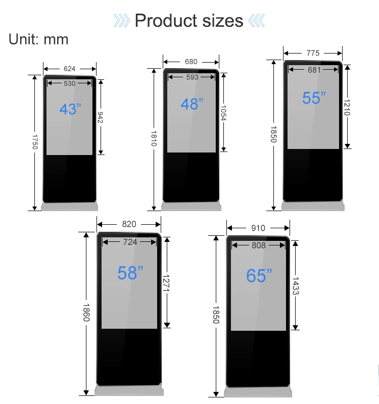 High Definition Vertical Display Screen 43 Inch