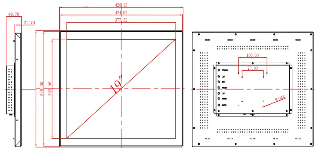 Custom IPS TFT LCD Display 19 Inch Open Frame Projected Capacitive Pcap 10 Point Touch Screen Panel Sensor Film LCD LED Monitor