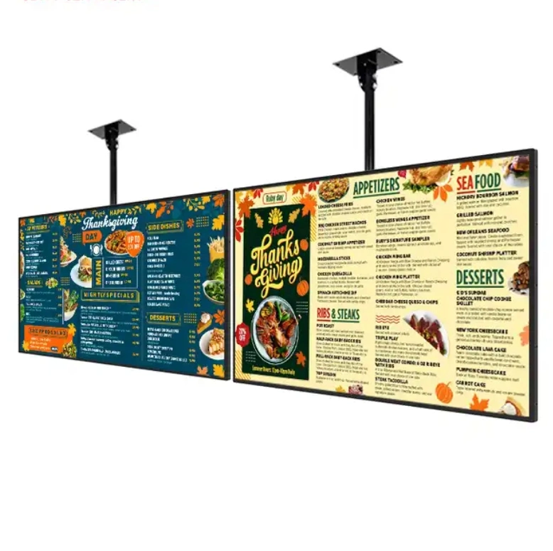 4K Resolution Narrow Bezel LED Menu Light Box Illuminated Aluminum Profile Double Sided Restaurant Menu Sign Board