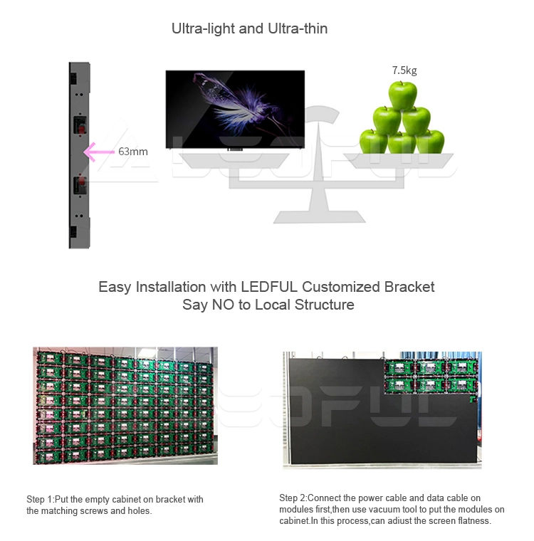 Indoor UHD Advertising LED Display P1.5 P1.6 P1.8 P1.9 P2 LED Screen Video Wall 3840Hz Refresh Rate Contrast Ratio