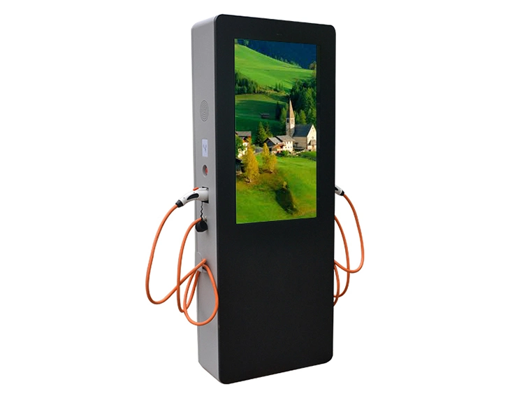 Intelligent Double Gun Charging Pile Outdoor Advertising Machine 43 Inch Android WiFi Kiosk Product LED Digital Signage Touch Screen Ad Monitor