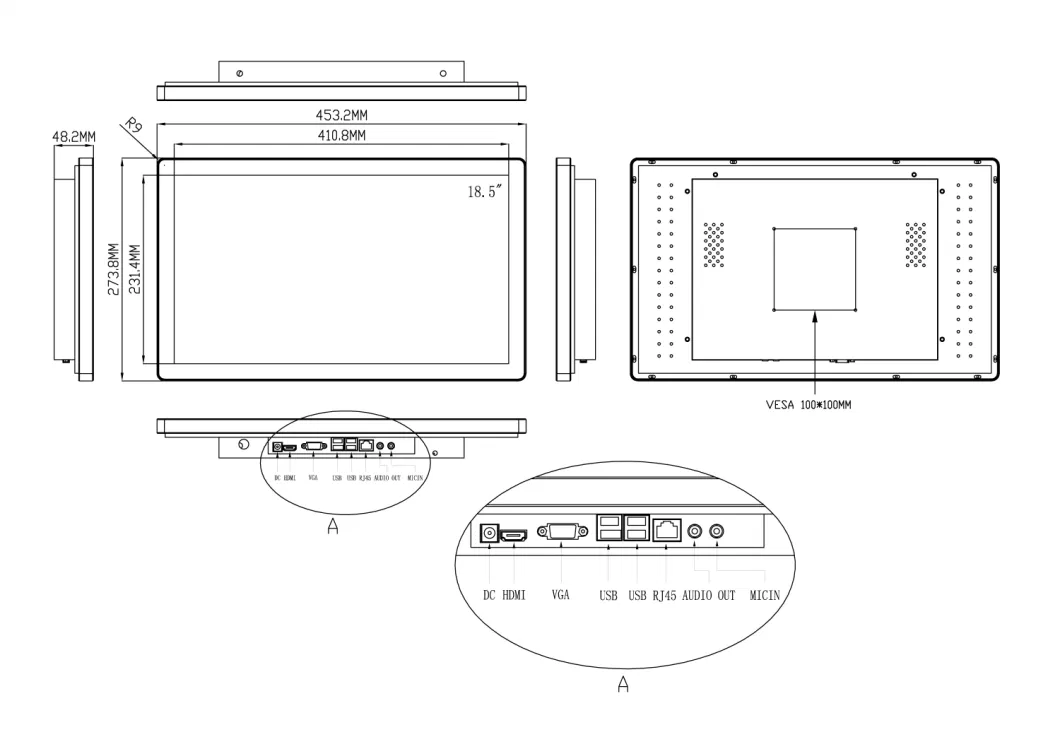 18.5 Inch Open Frame LED Computer TV Tablet Touch Screen LCD Monitor with Timing Discount