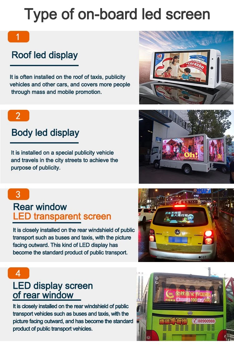 4G WiFi Control P2.6 LED Transparent Display Taxi Car Window Screen for Advertising